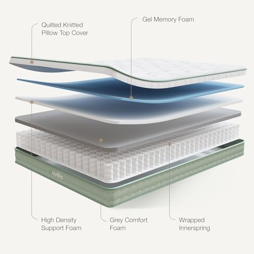 Novilla Queen Mattress - 12 Inch Hybrid Gel Memory Foam & Pocket Springs for Peaceful Sleep - Queen Size - OEKO-TEX_stan