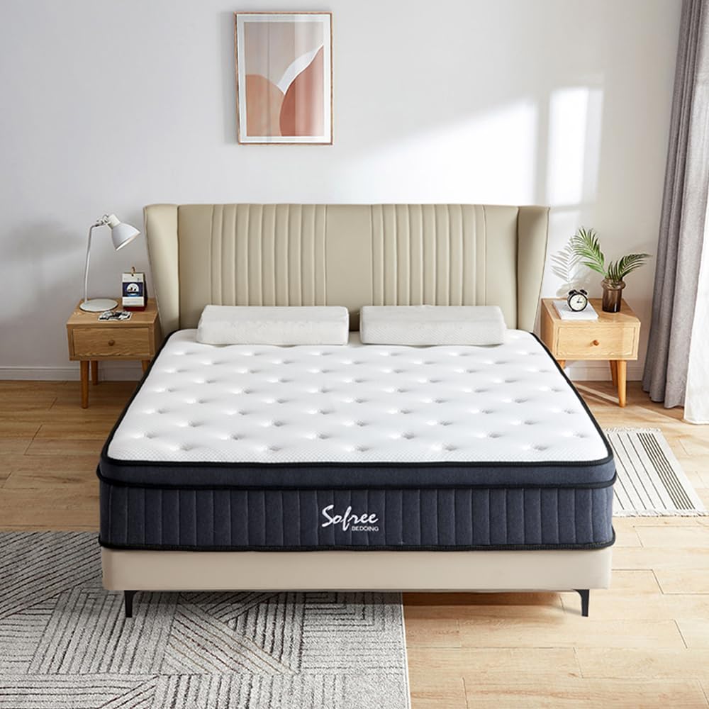 Queen Size Memory Foam Hybrid Mattress, Pocket Spring for Motion Isolation, Strong Edge Support, Pressure Relief, Medium